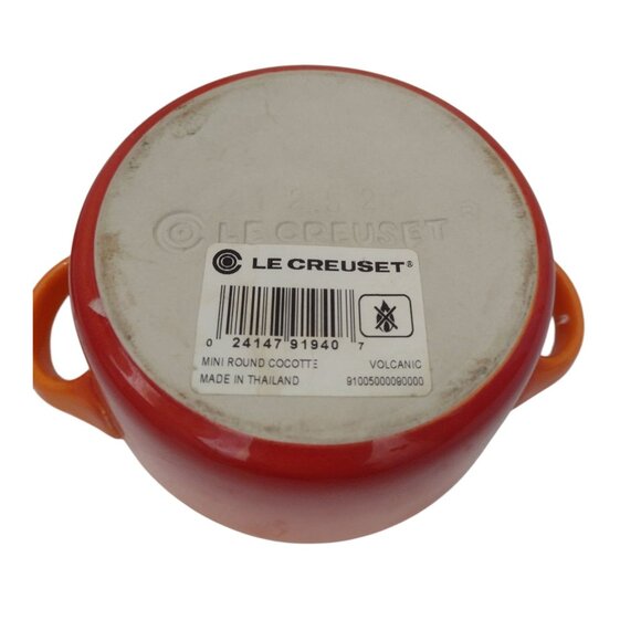 Le Creuset Stoneware Mini Round Cocotte Casserole Dish Volcanic Orange 8oz - Picture 4 of 4
